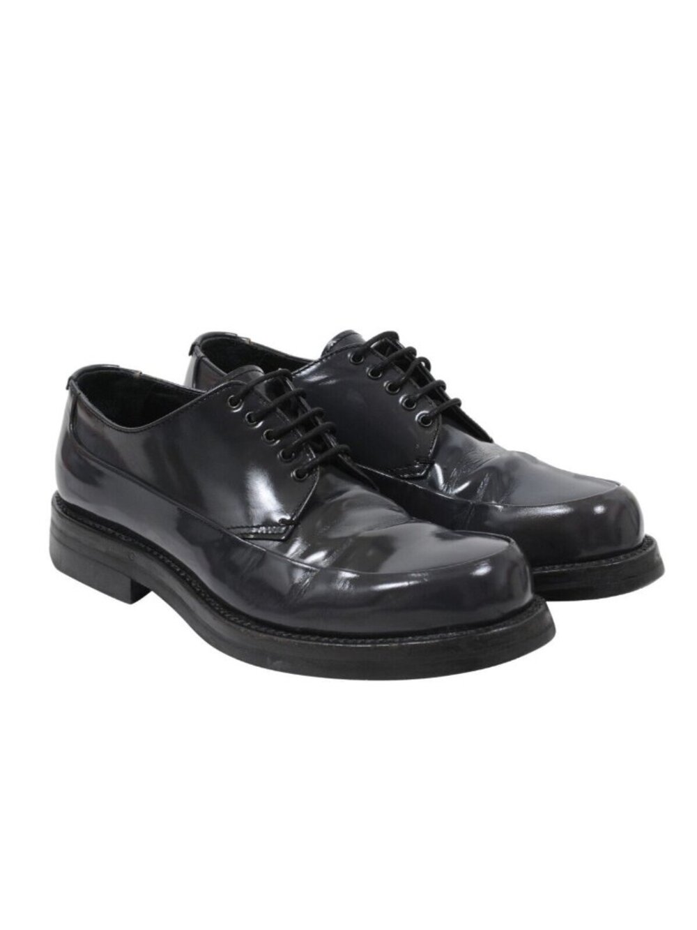 Prada Vintage  Derby Size US 8 UK7 Grey Smooth Leather Oxford Lace Ups